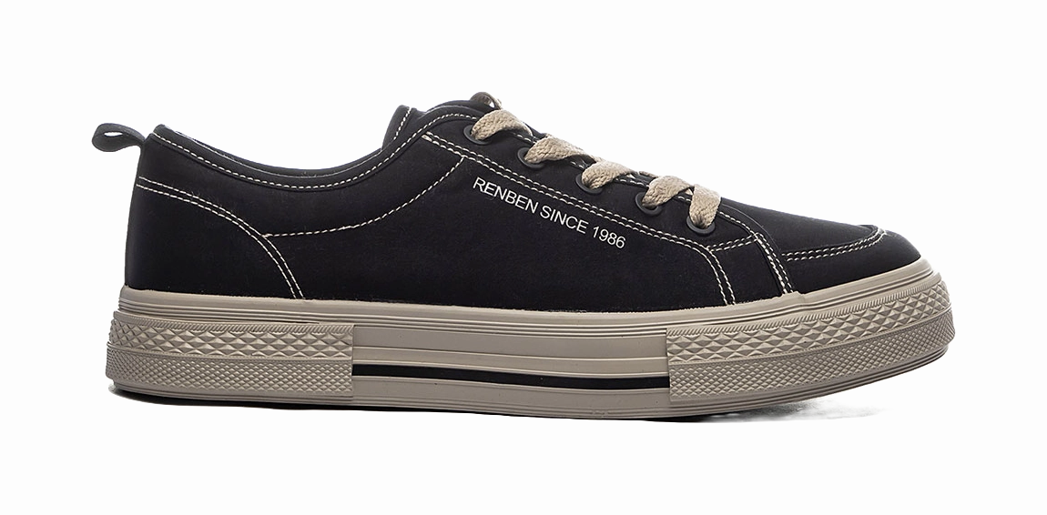 Business Casual Walking Shoes RENBEN Slip Resistant, Abrasion Resistant, Breathable Low top Canvas Shoes Unisex Black Brown