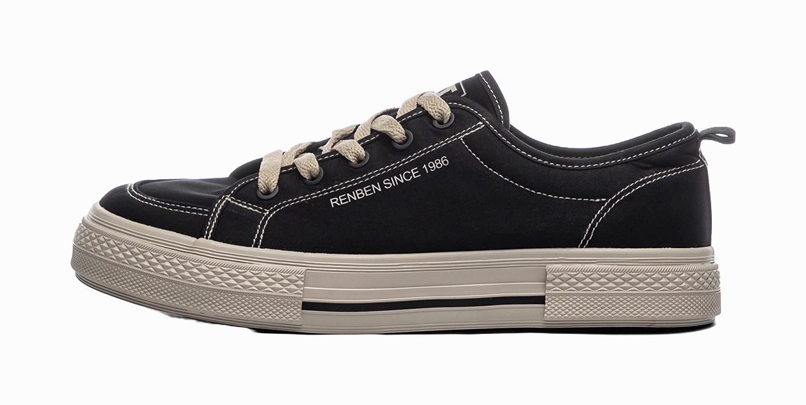 RENBEN Slip Resistant, Abrasion Resistant, Breathable Low top Canvas Shoes Unisex Black Brown Heel Shoes Casual