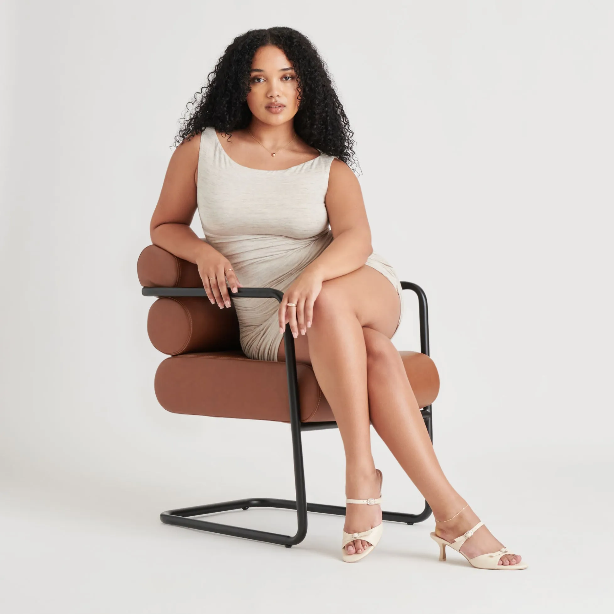 LORALI HEELS CREME LEATHER High Heel Gladiator Sandals