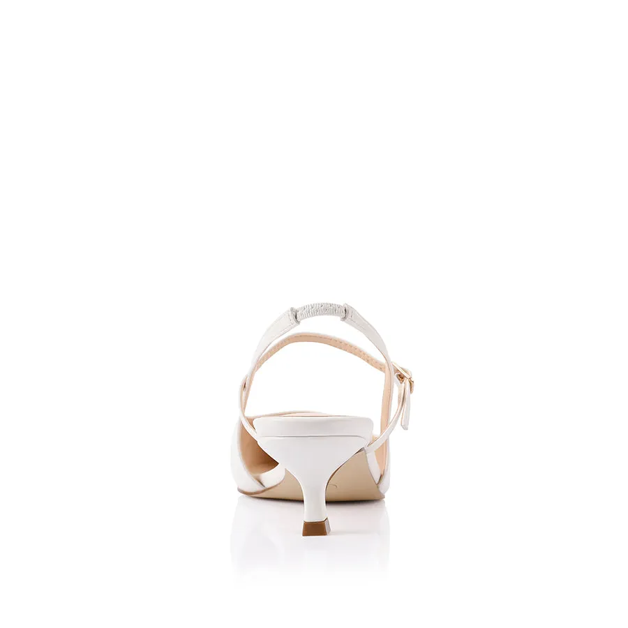 Luce Slingback Kitten Heels - Chalk White Dance High Heel Shoes