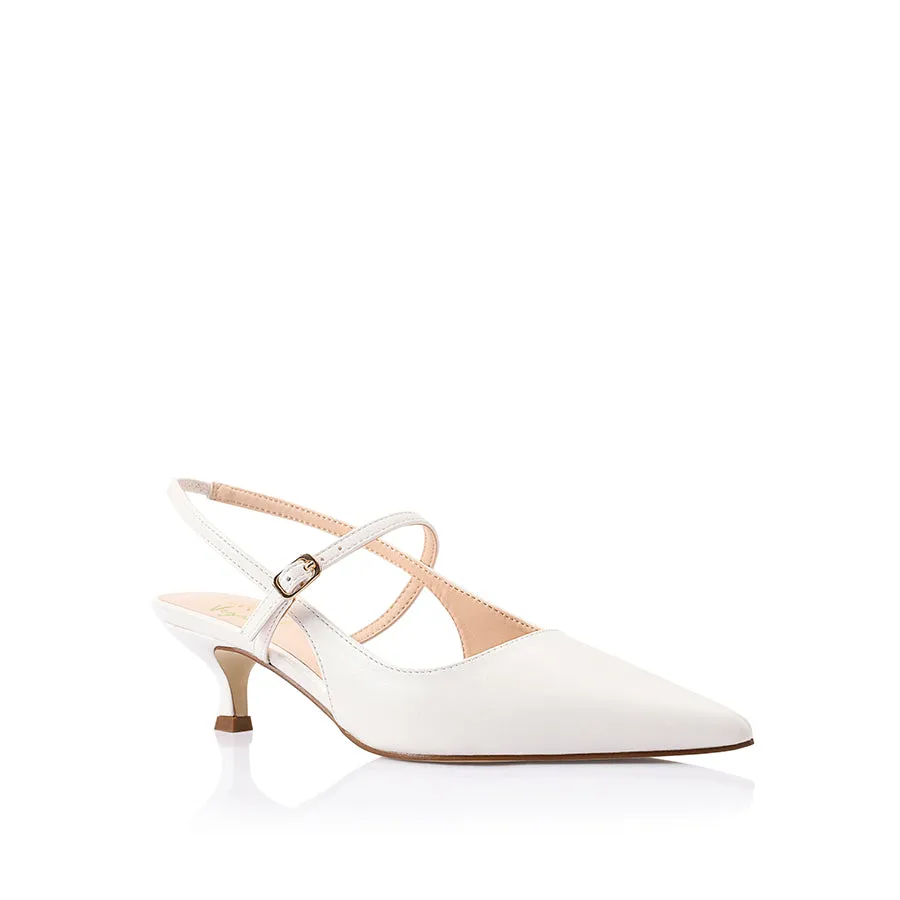 Luce Slingback Kitten Heels - Chalk White