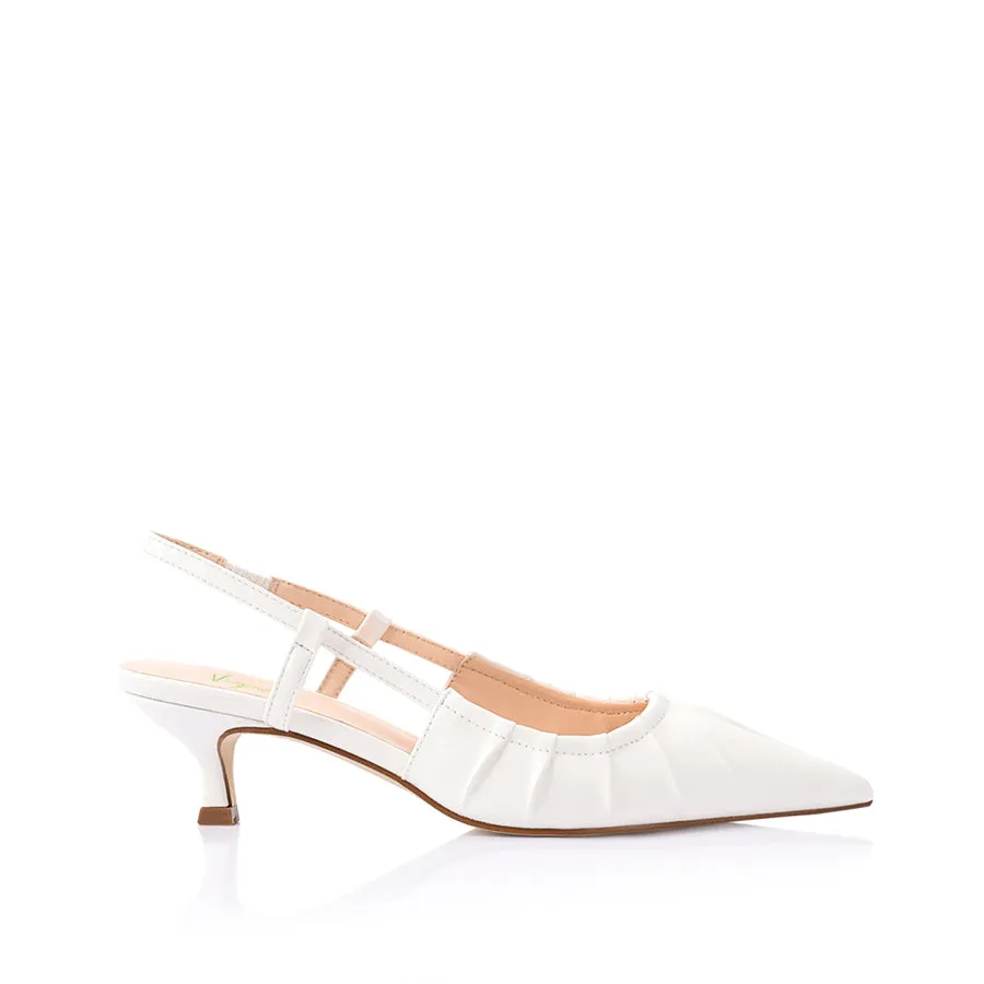 Parts Of A Shoe High Heel Lucius Slingback Kitten Heels - Chalk White