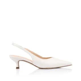 High Heel Near Me Lush Slingback Kitten Heels - Chalk White