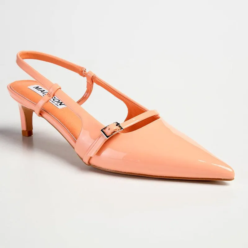 Madison Baila Kitten Slingback Heels - Peach Fuzz High Heel Stockings