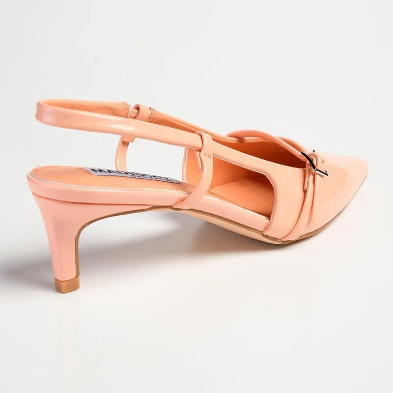 High Heels And Hardhats Madison Baila Kitten Slingback Heels - Peach Fuzz