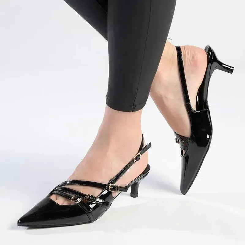 Bar Madison Lameez 4 Kitten Heel - Black