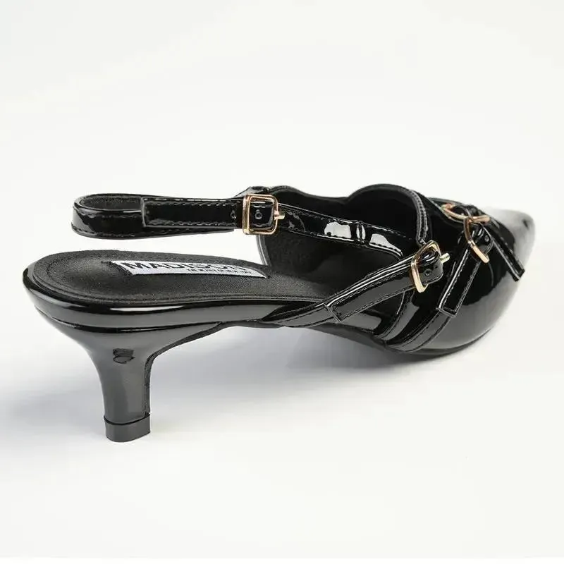 Madison Lameez 4 Kitten Heel - Black