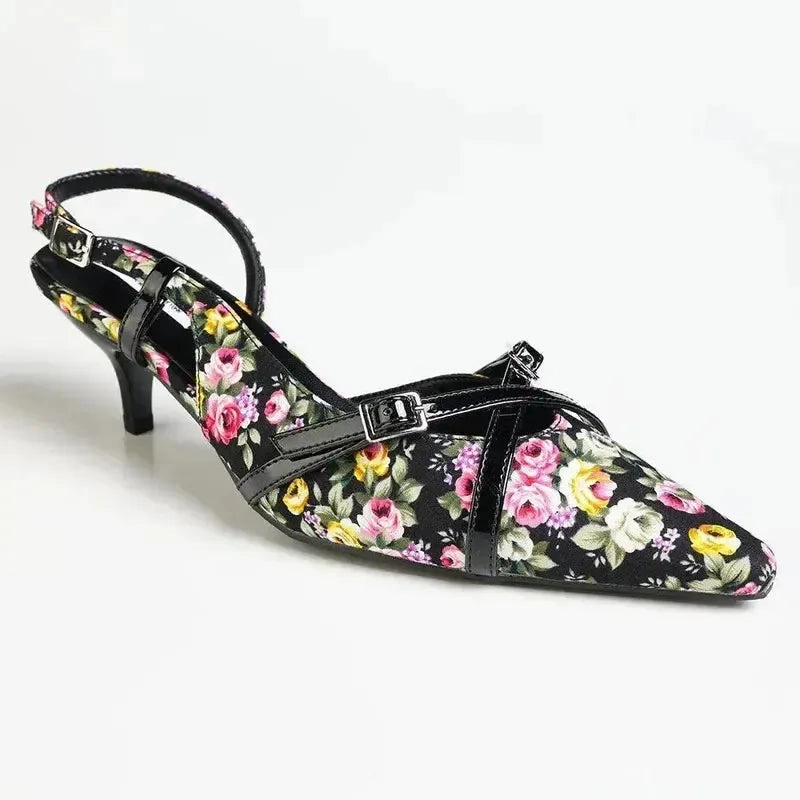Madison Maddie Kitten Heel - Floral Black Hydro Dipping Heels
