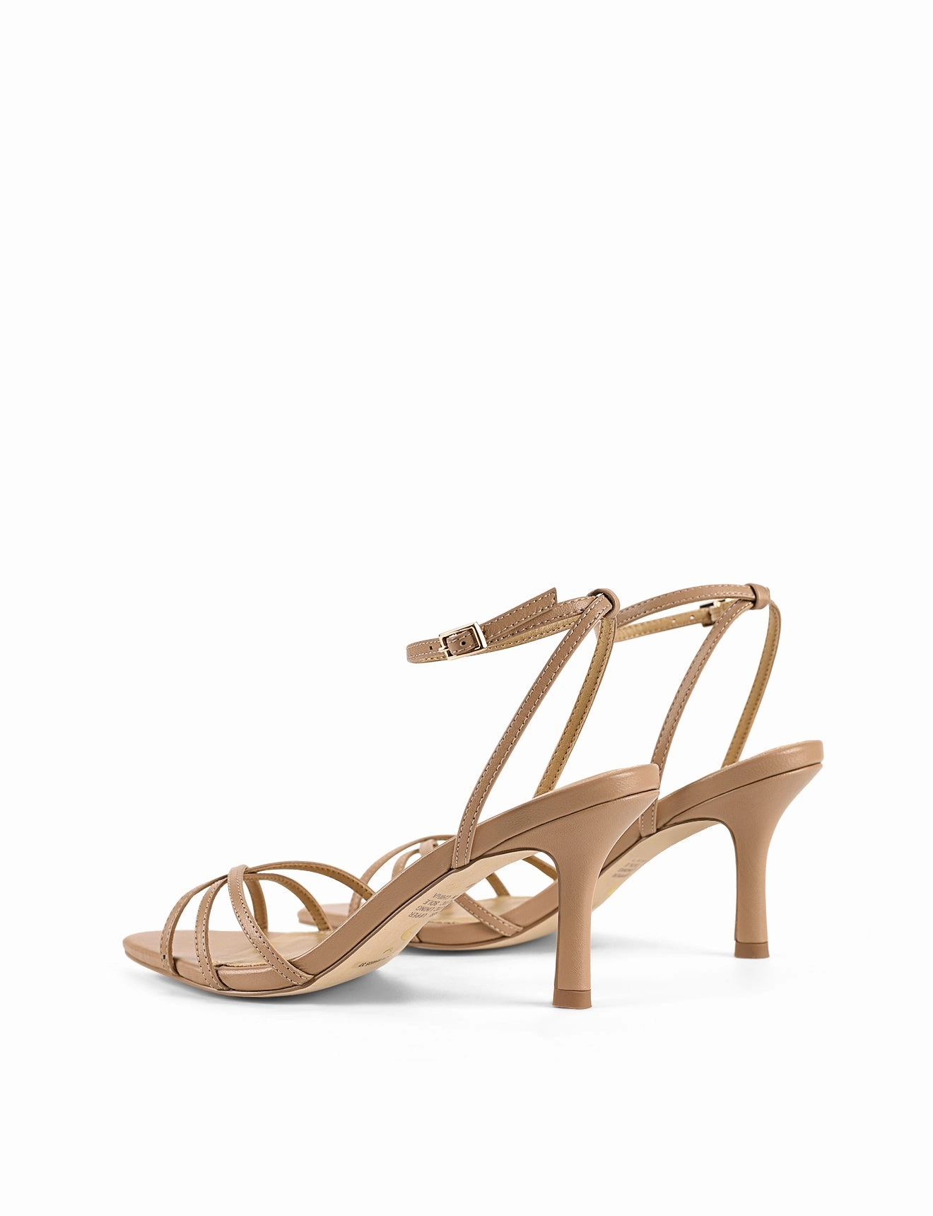 Lace Up Thigh High Heels Madison Point Toe Strappy Heel - Almond Tan Leather