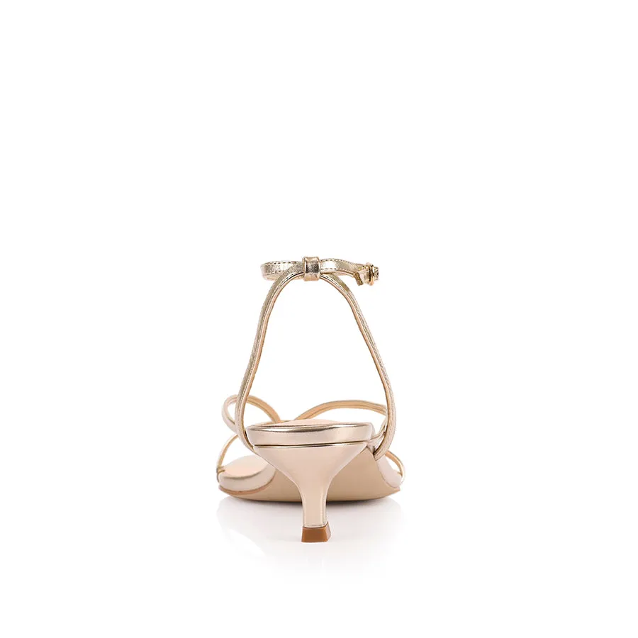 Maeve Kitten Heel Sandals - Champagne Gold Flat High Heels