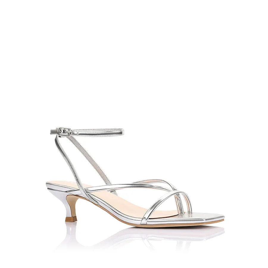 Jennifer Lopez High Heels Maeve Kitten Heel Sandals - Silver