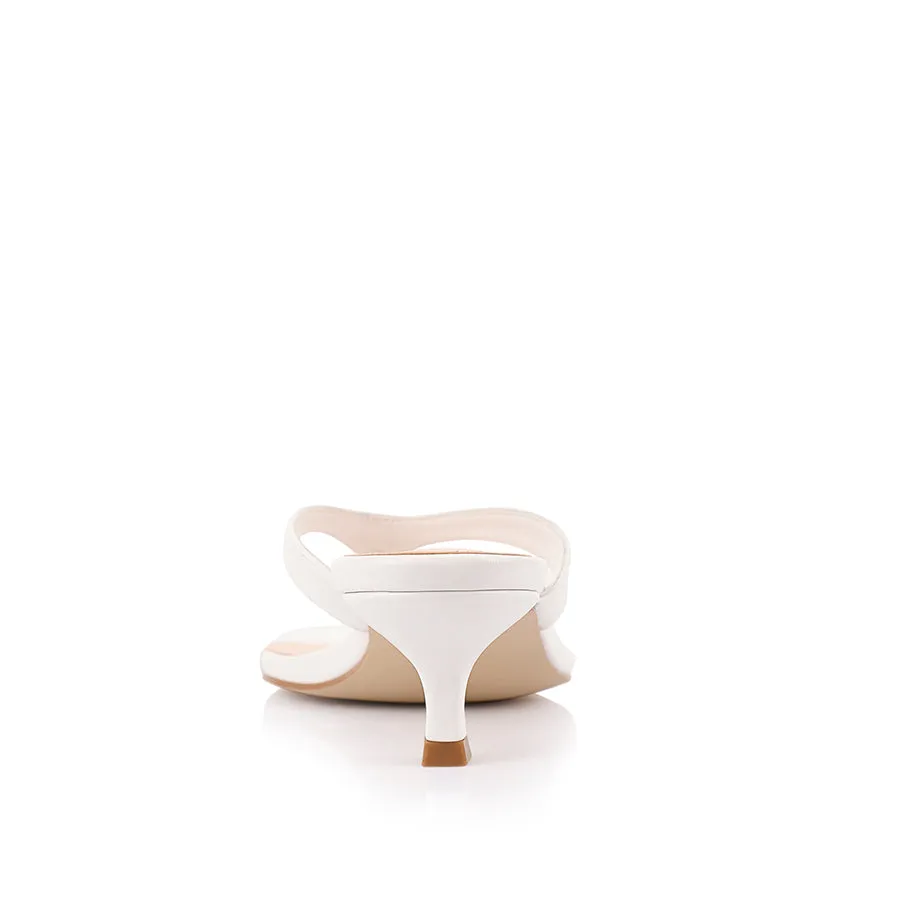 Martha Kitten Heel Thongs - Chalk White Pleasure High Heels