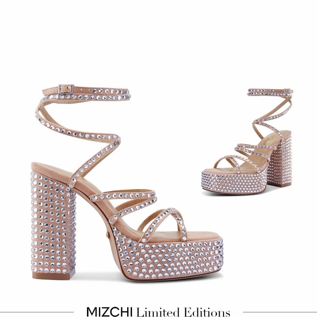 *Calvia - Crystal Embellished Platform High Arch Heel Shoes