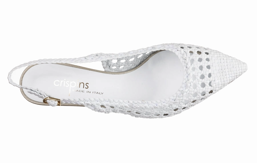 Mdf Trellis White Brown Strappy Heel Sandals