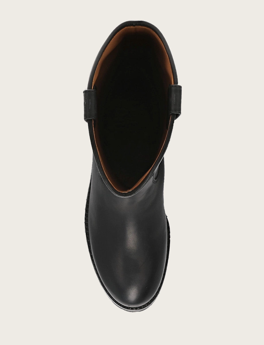 Melissa Lug Button Tall Low Heel Suede Knee High Boots