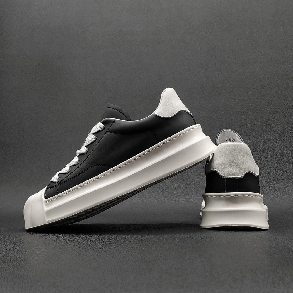 Men Casual Fashion Leather Flat Sneakers Shoe Brands For Flat Feet