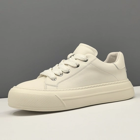 Men Comfort Leather Plain Flat Casual Shoes White Dress Flats Shoes