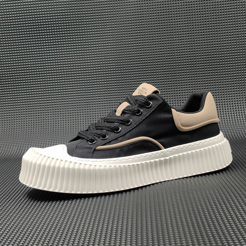 Grey Flat Pointed Shoes Men Fashion Breathable Canvas Flat Casual Sneakers