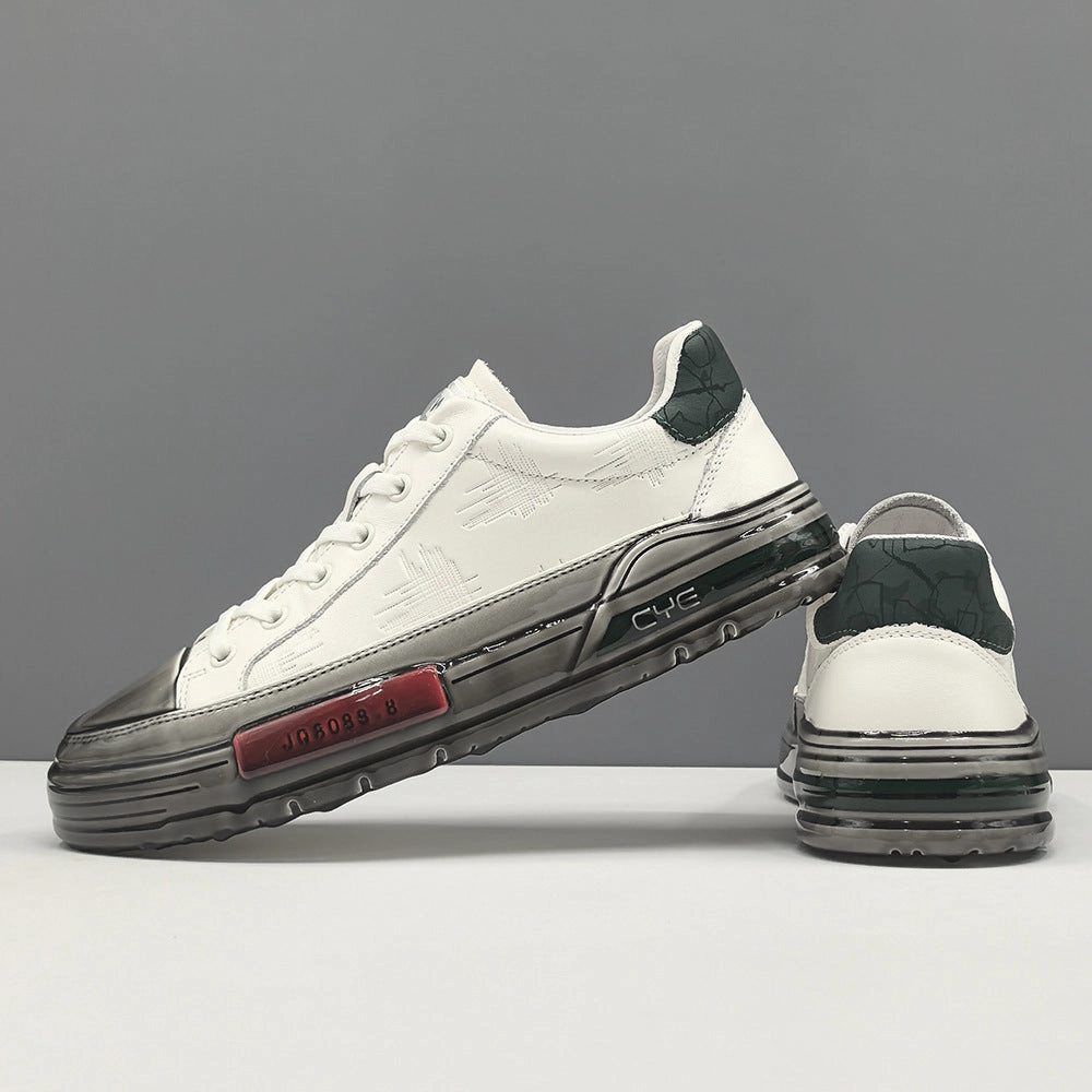 Men Fashion Embossed Leather Flat Casual Sneakers Running Shoes For Flat Footed Person