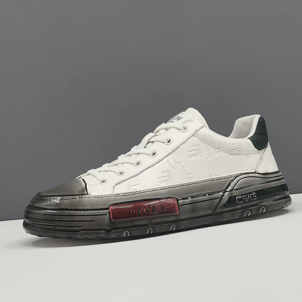 Men Fashion Embossed Leather Flat Casual Sneakers Best Shoes With Arch Support