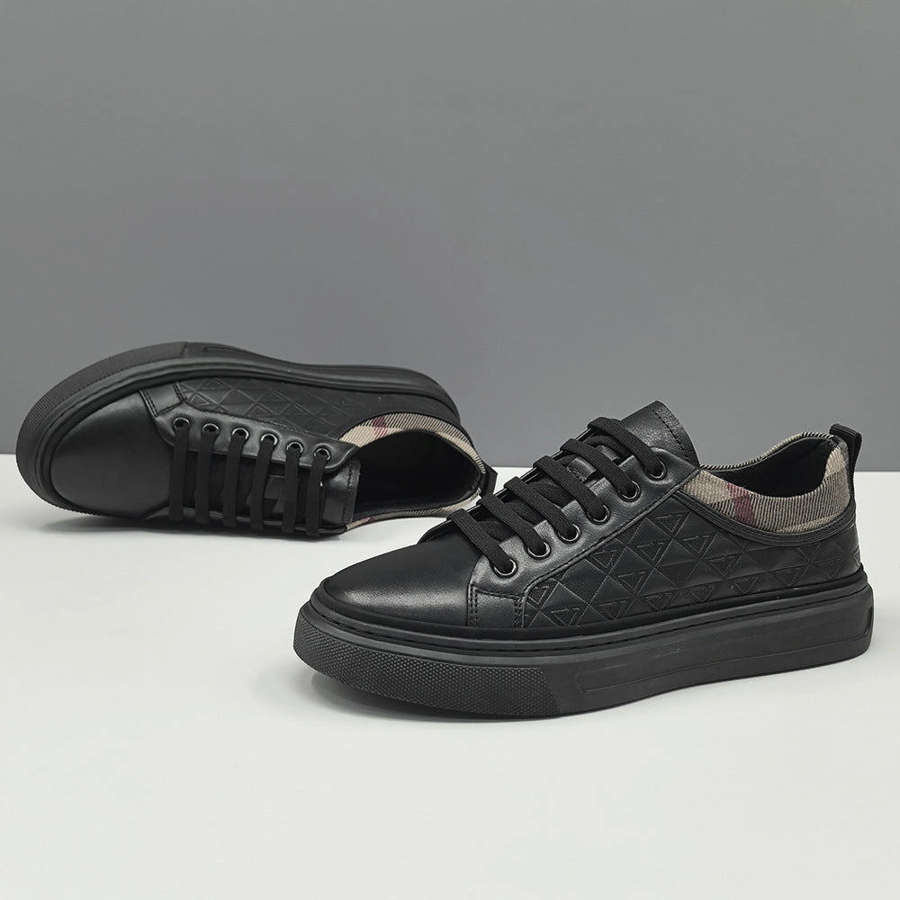 Flat Shoes Prom Dress Men Fashion Embossed Leather Plain Flat Casual Shoes