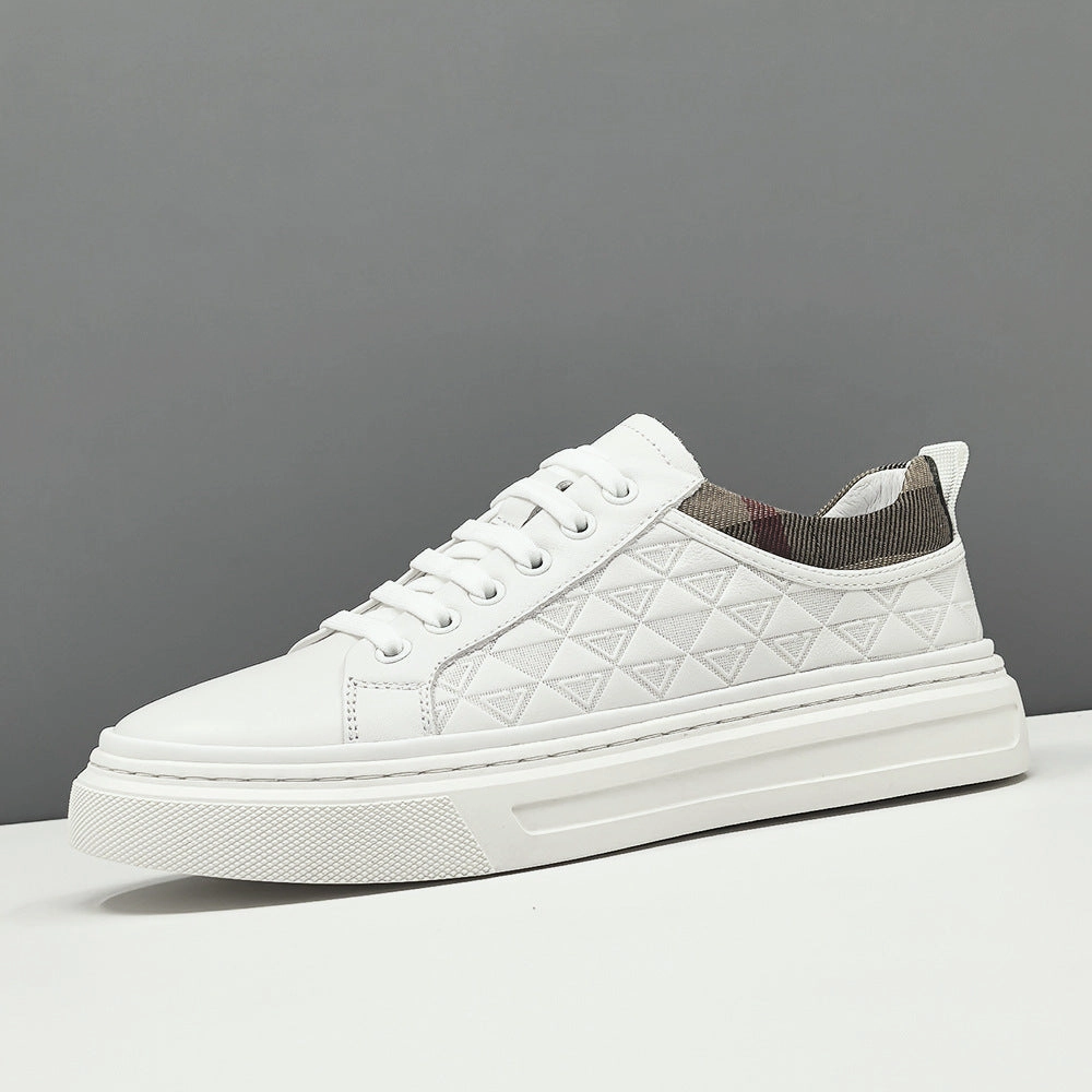 Men Fashion Embossed Leather Plain Flat Casual Shoes Flat Weight Training Shoes