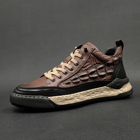 Flat Shoes Drawing Men Fashion Figured Leather Flat Casual Shoes