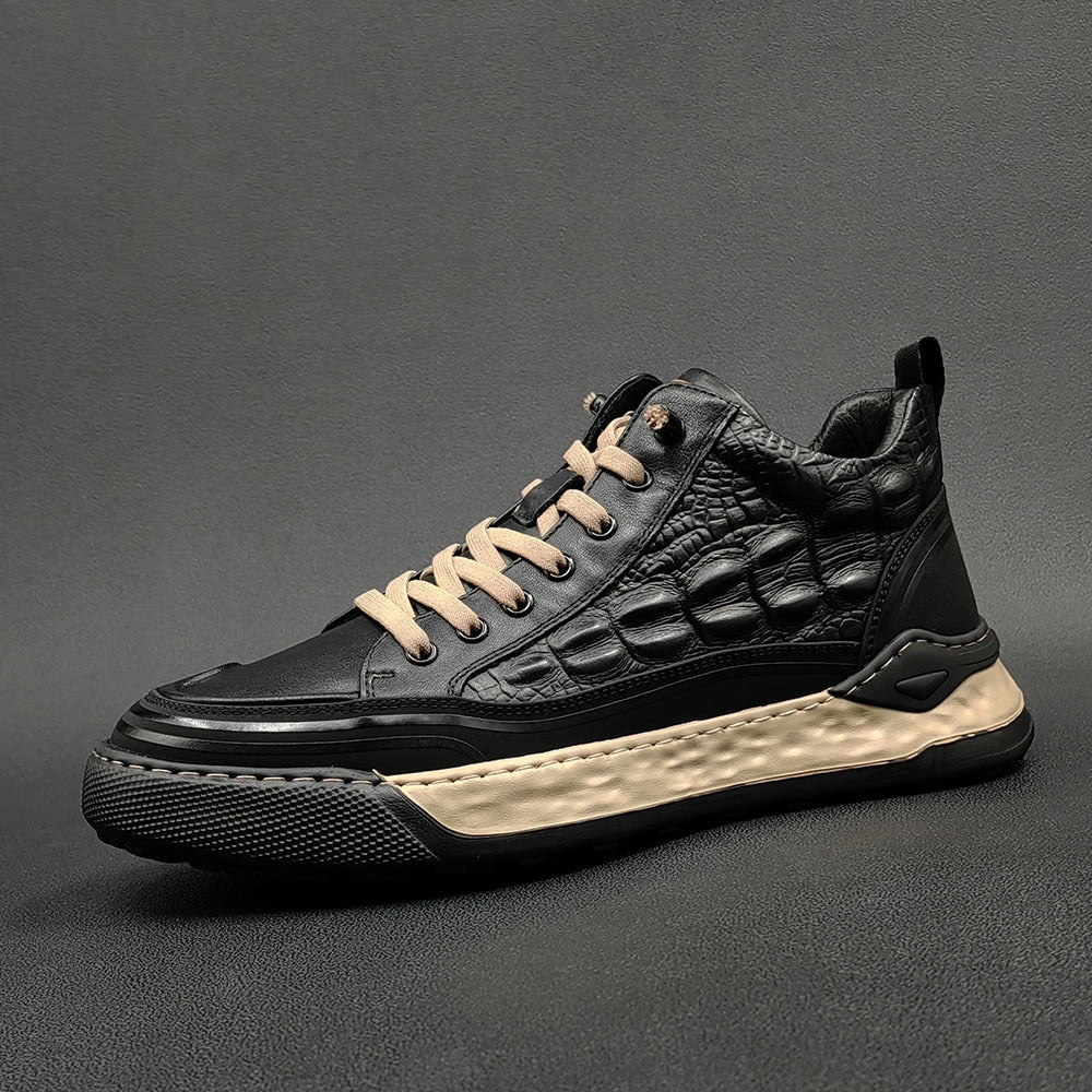 Saltshaker Flats Shoe Men Fashion Figured Leather Flat Casual Shoes