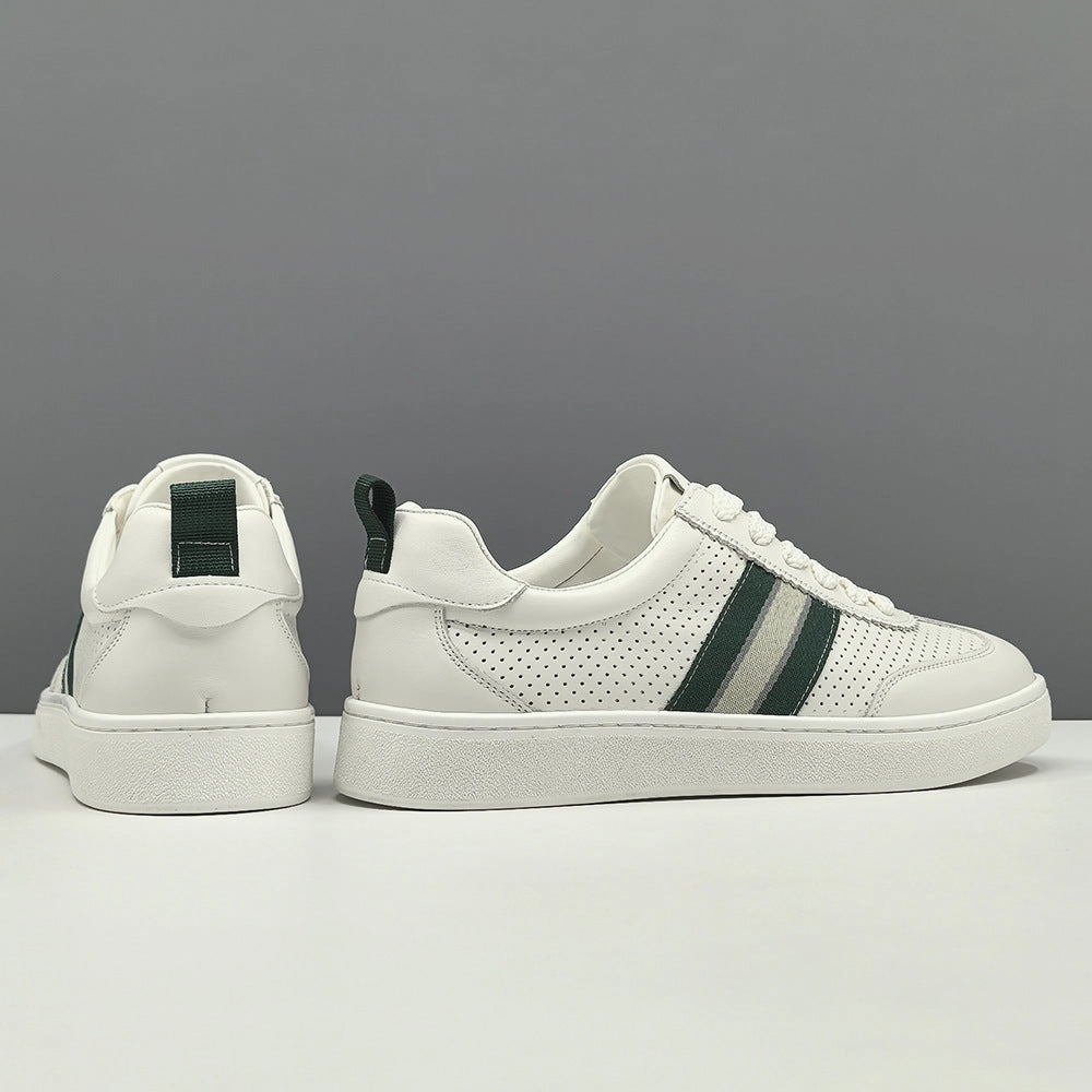 Men Fashion Hollow Breathable Leather Flat Casual Shoes Ballet Flats Tennis Shoes