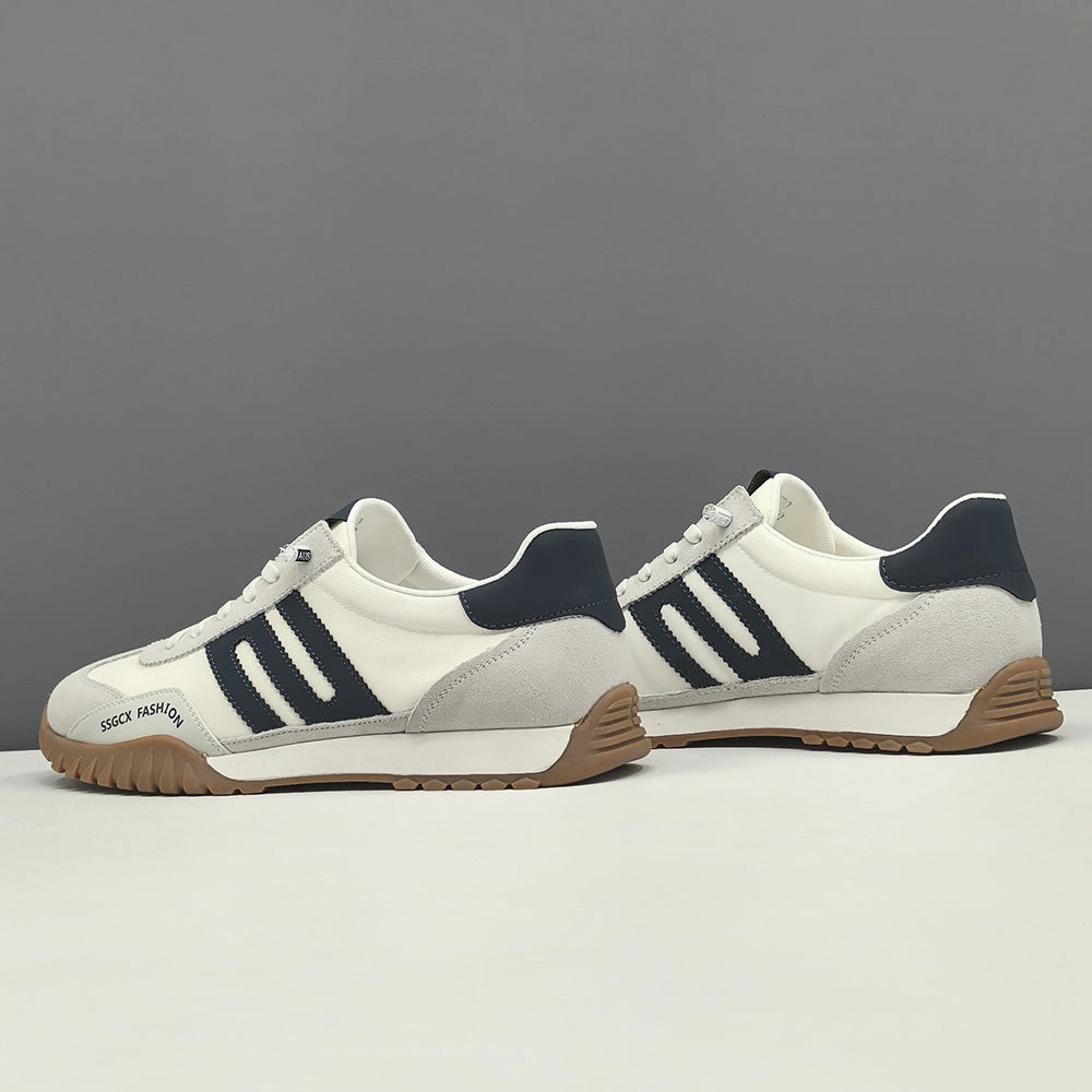 Flat Gravel Shoes Men Fashion Leather Breathable Canvas Flat Casual Shoes