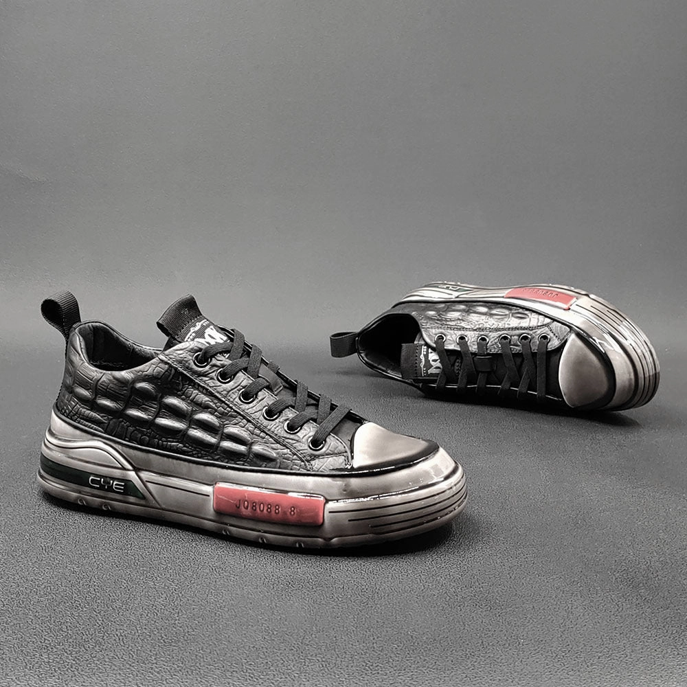 Floral Flats Shoes Men Fashion Leather Flat Casual Shoes