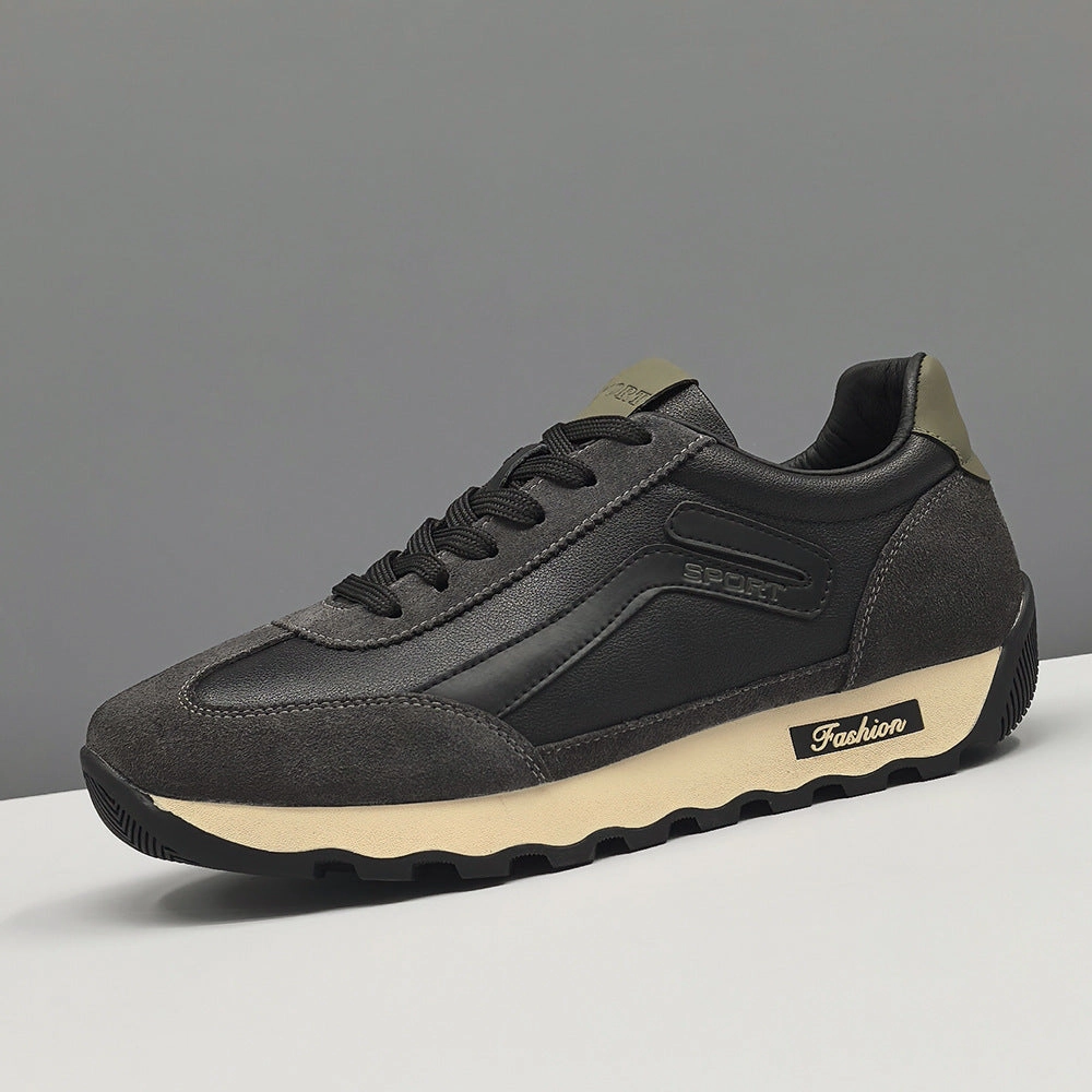 Men Fashion Leather Flat Casual Training Sneakers Flat Office Shoes