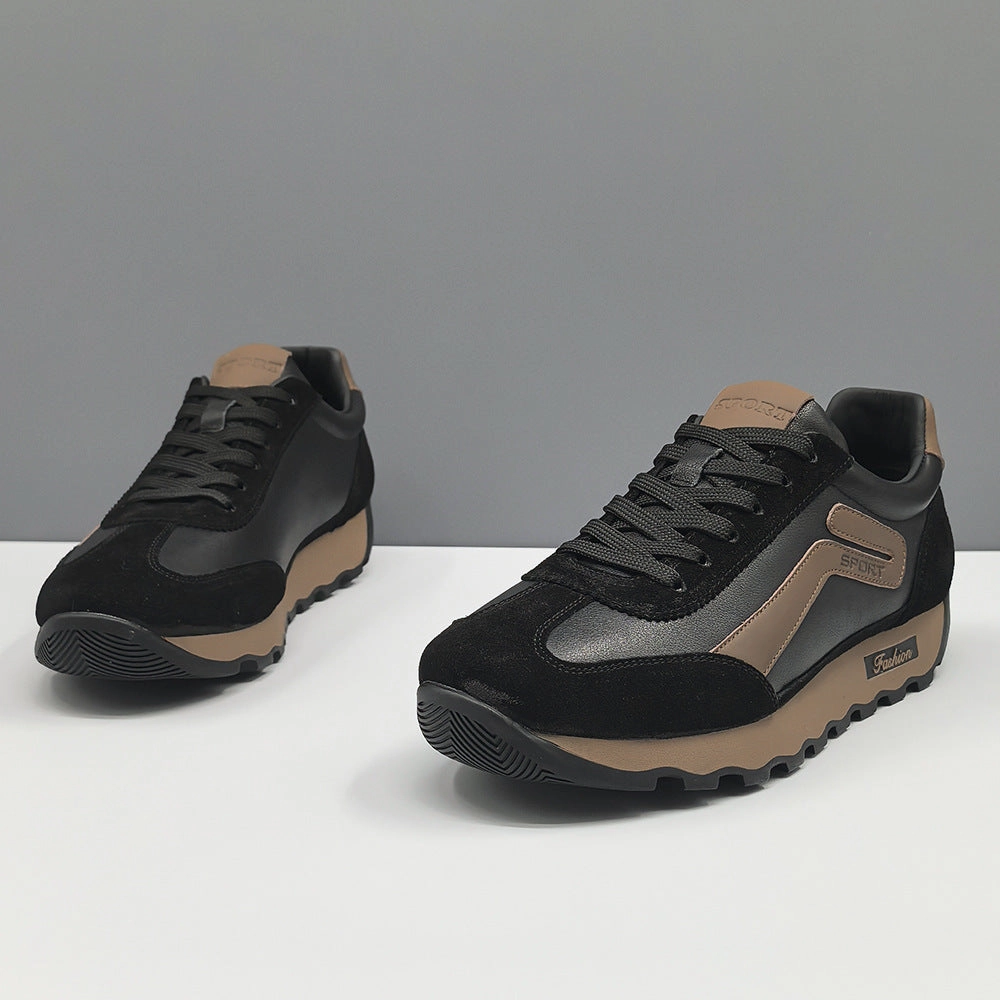 Soft Comfortable Flat Shoes Men Fashion Leather Flat Casual Training Sneakers