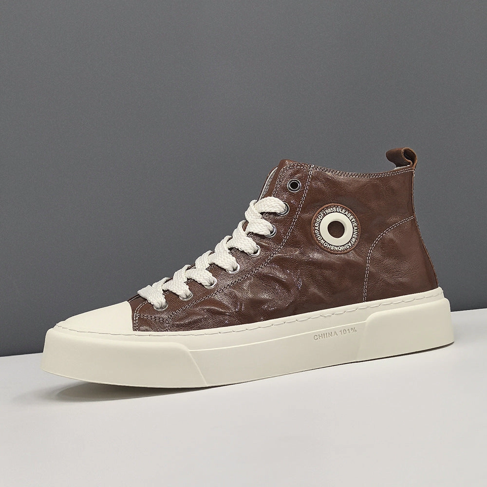 Flat Pumps Shoes South Africa Men Fashion Leather Flat High Top Casual Sneakers