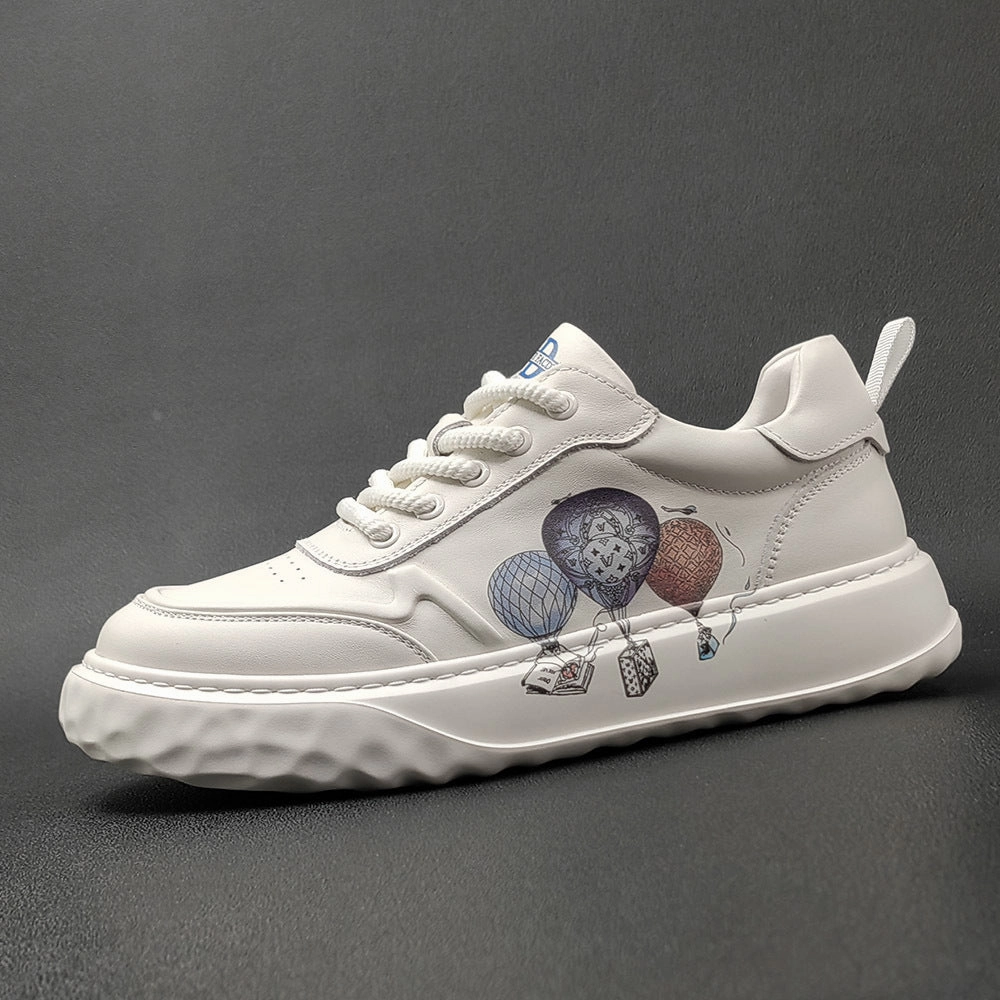 Men Fashion Leather Flat Lace-up Casual Sneakers Heeled Shoes That Turn Into Flats