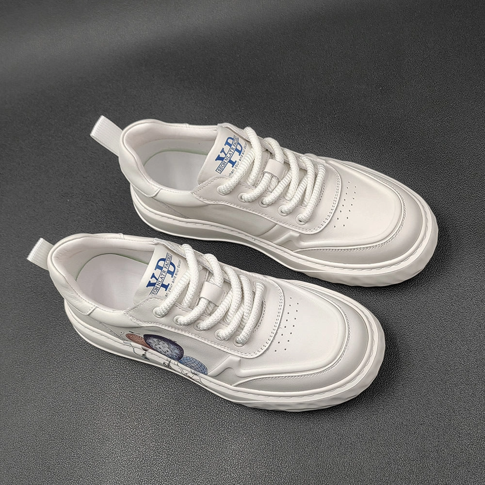 Orthopedic Walking Shoes For Flat Feet Men Fashion Leather Flat Lace-up Casual Sneakers