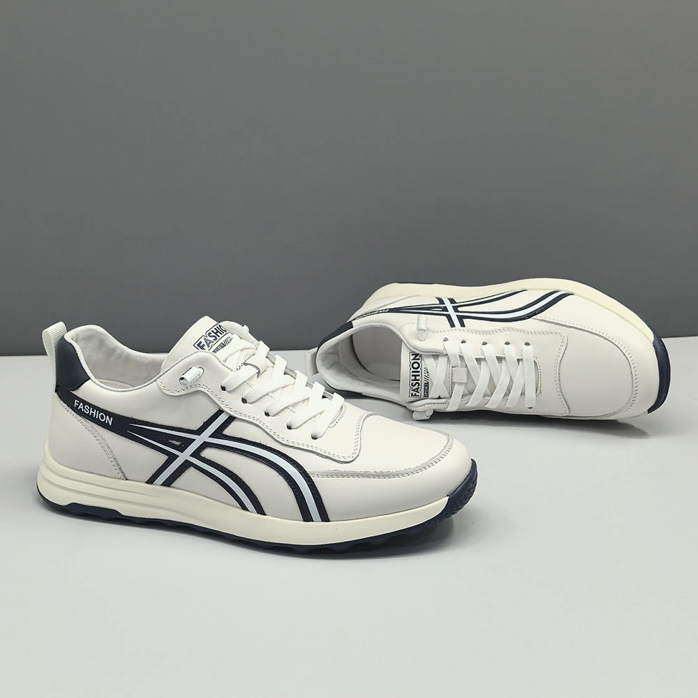 Men Fashion Leather Minimalism Flat Casual Shoes Flat And Wide Feet Shoes