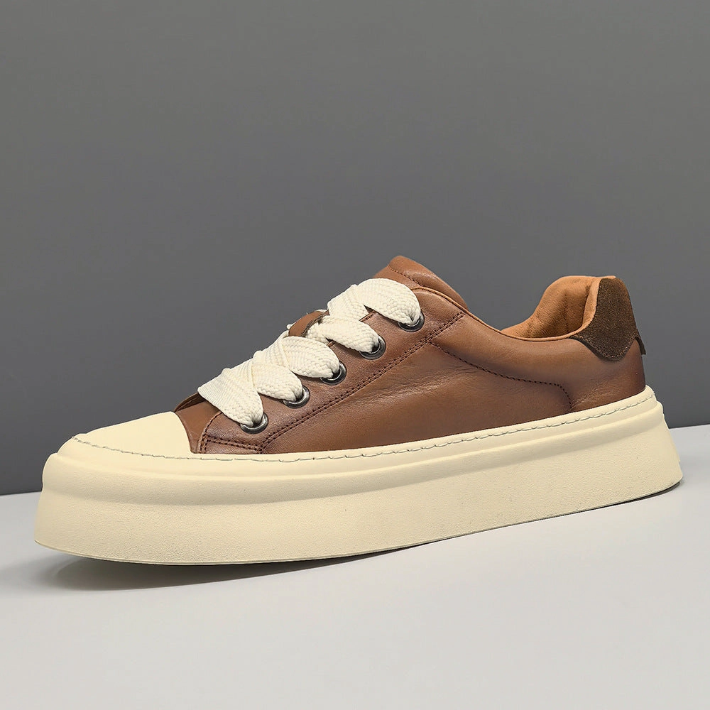 Men Fashion Leather Minimalism Flat Casual Shoes Support Walking Shoes