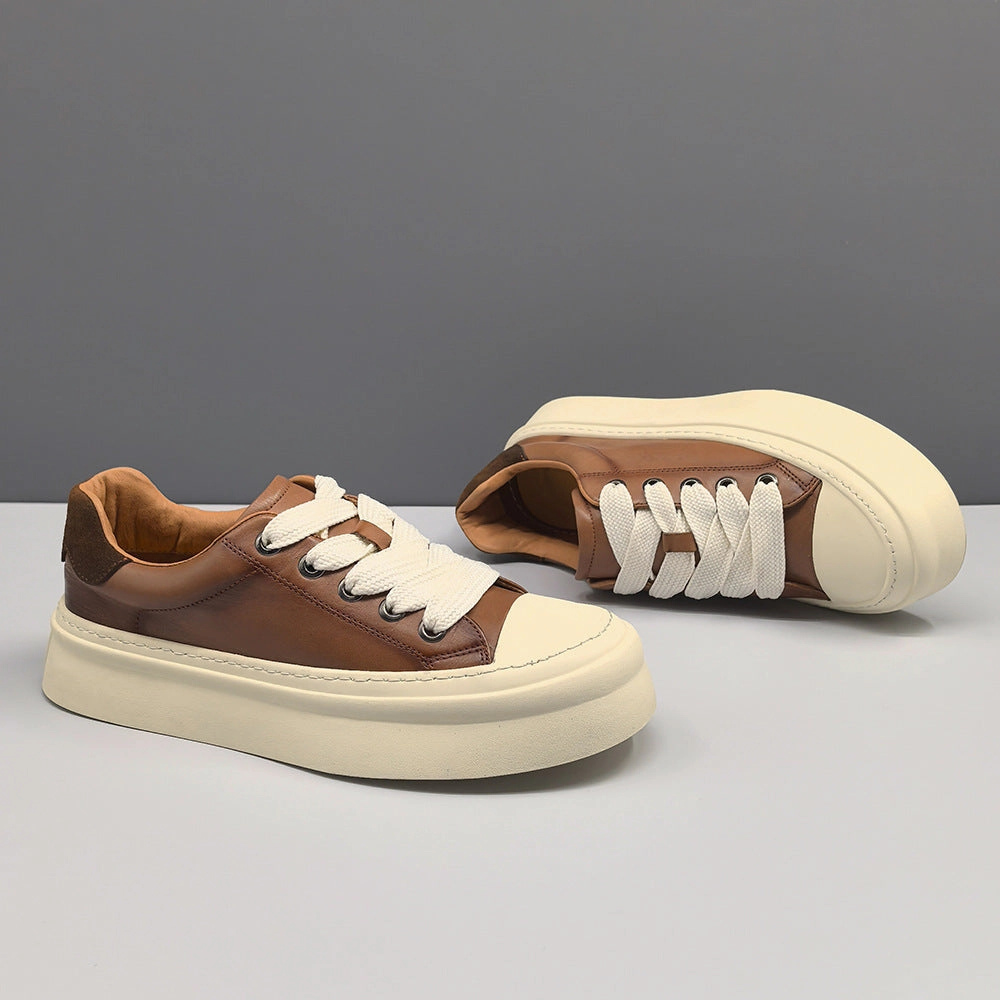 Men Fashion Leather Minimalism Flat Casual Shoes Spanish Flat Shoes