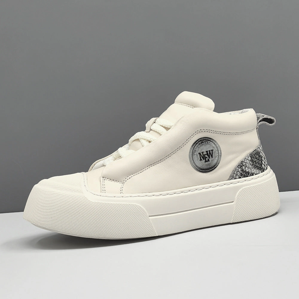 Men Fashion Minimalism Leather Flat Casual Shoes Flat Slides Shoes