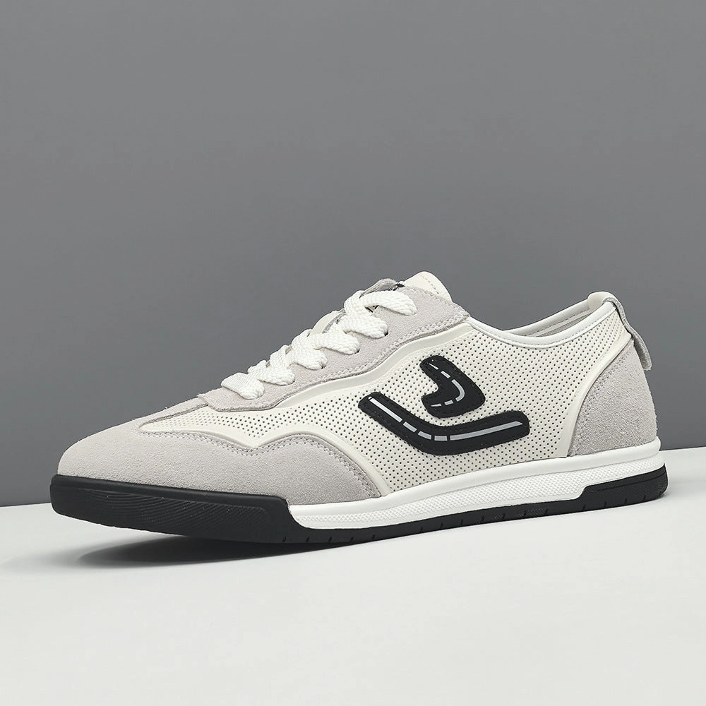 Shoes For Flat Feet Support Men Fashion Patchwork Breathable Leather Flat Casual Shoes