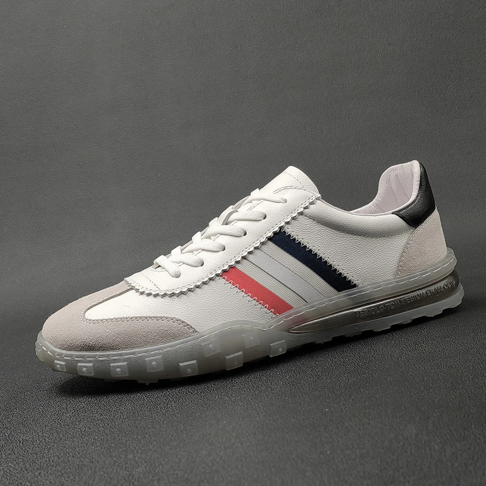 Best Walking Shoes Flat Feet Reddit Men Fashion Patchwork Leather Flat Casual Sneakers