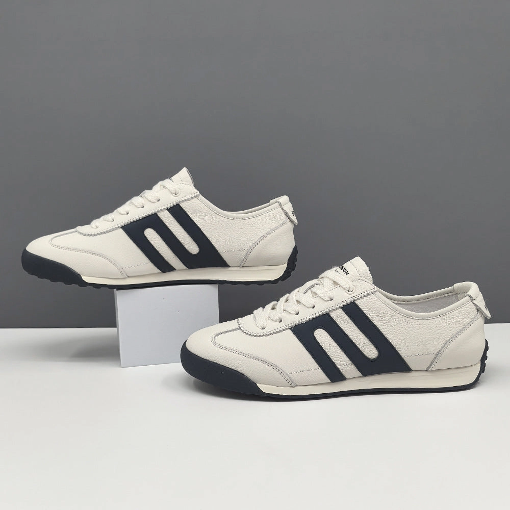 Men Fashion Patchwork Leather Flat Training Sneakers Flat Shoes On Sale