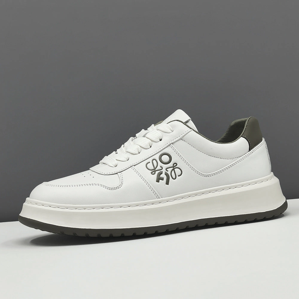 Men Fashion Quilted Leather Breathable Flat Sneakers Flat Shoes With Ribbon Ties