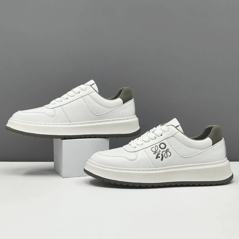 British Flat Shoes Men Fashion Quilted Leather Breathable Flat Sneakers