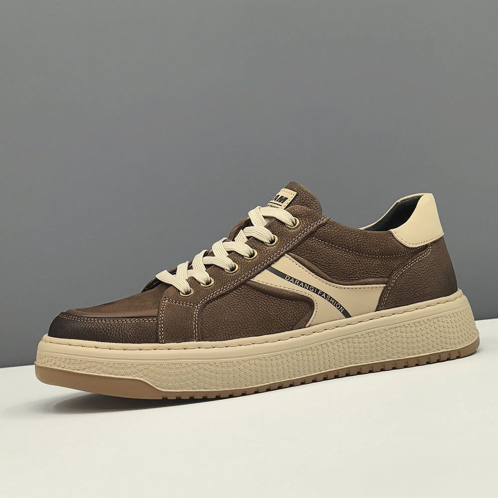 Green Shoes Men Fashion Quilted Leather Flat Casual Sneakers