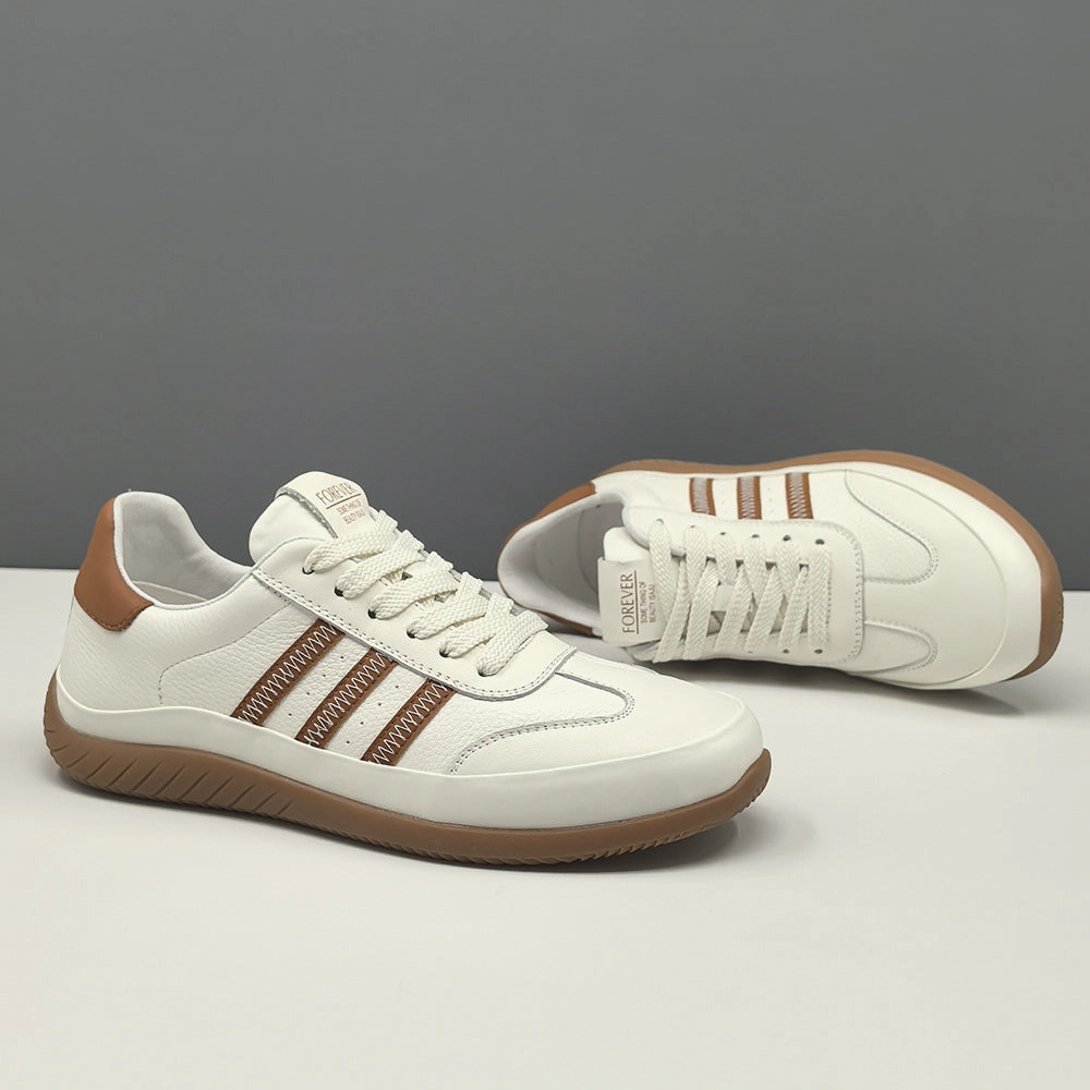 Fashionable Flat Shoes Men Fashion Quilted Leather Flat Soft Sneakers