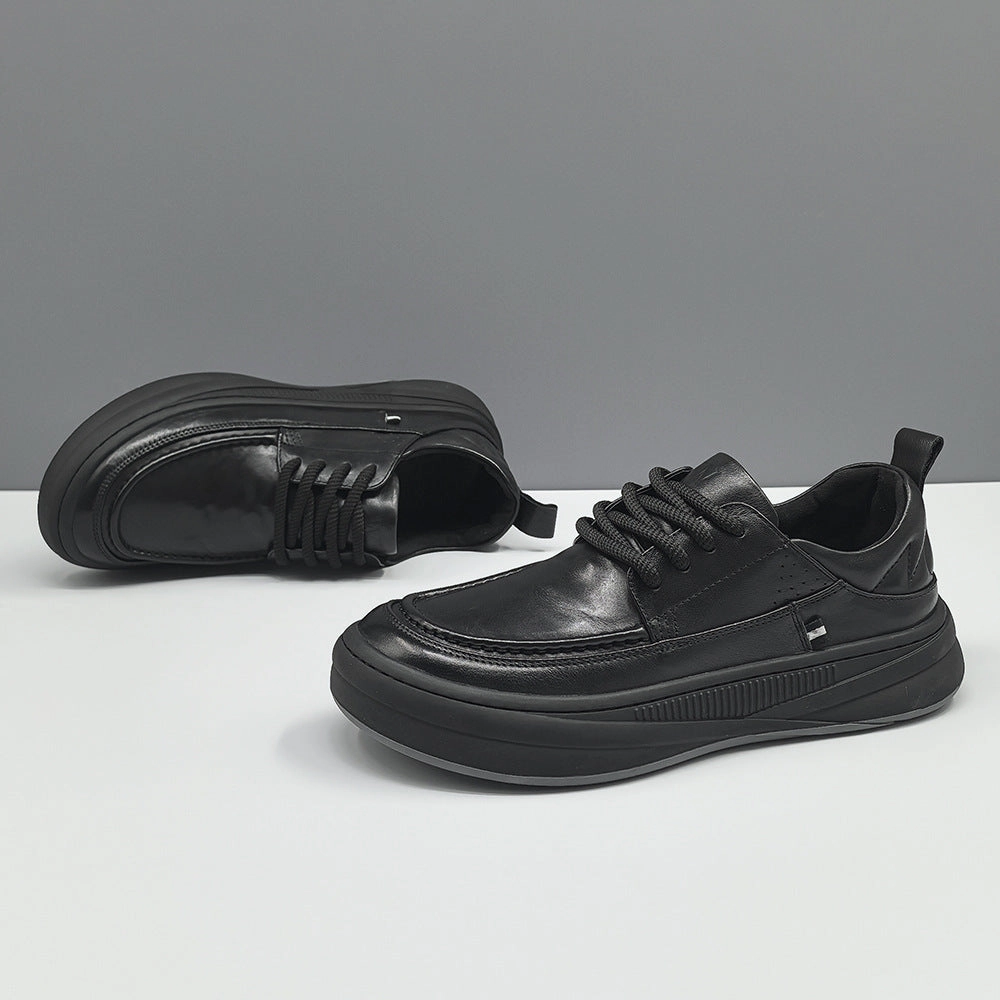 Men Minimalism Solid Flat Casual Leather Shoes Flat Silver Sandals Shoes