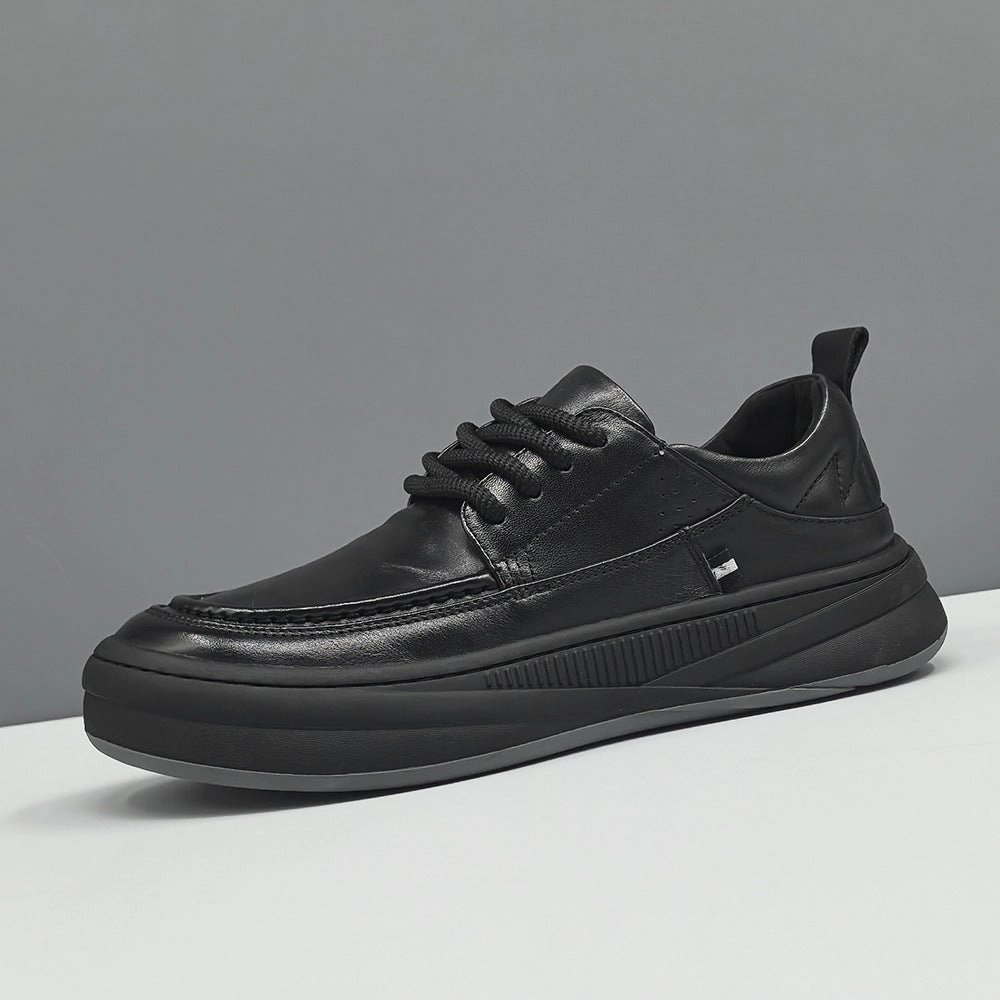 Men Minimalism Solid Flat Casual Leather Shoes Heart Flat Shoes