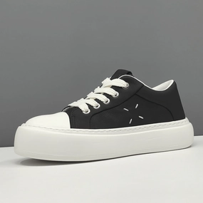 Men Minimalism Solid Leather Flat Casual Shoes Best Running Shoes For Big Guys With Flat Feet